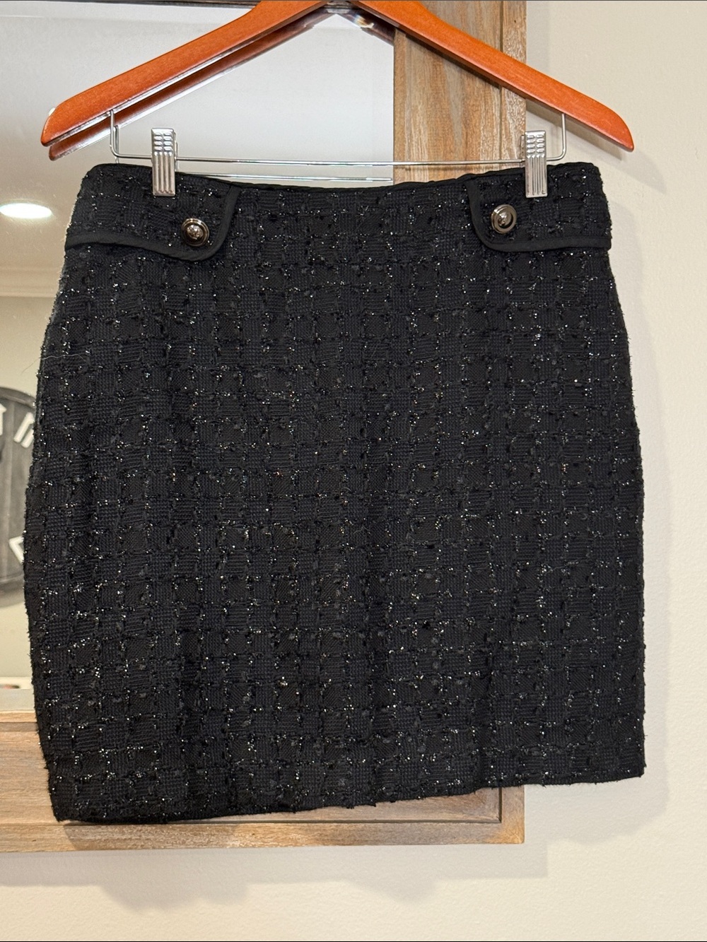White House Black Market Black Tweed Mini Skirt